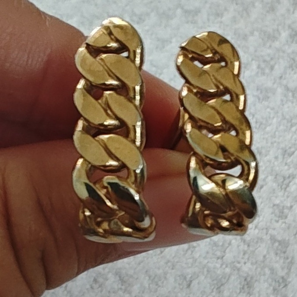 Cufflinks Gold Curb Chain Link Wrap Around Toggle Back Mens Formal Accessory